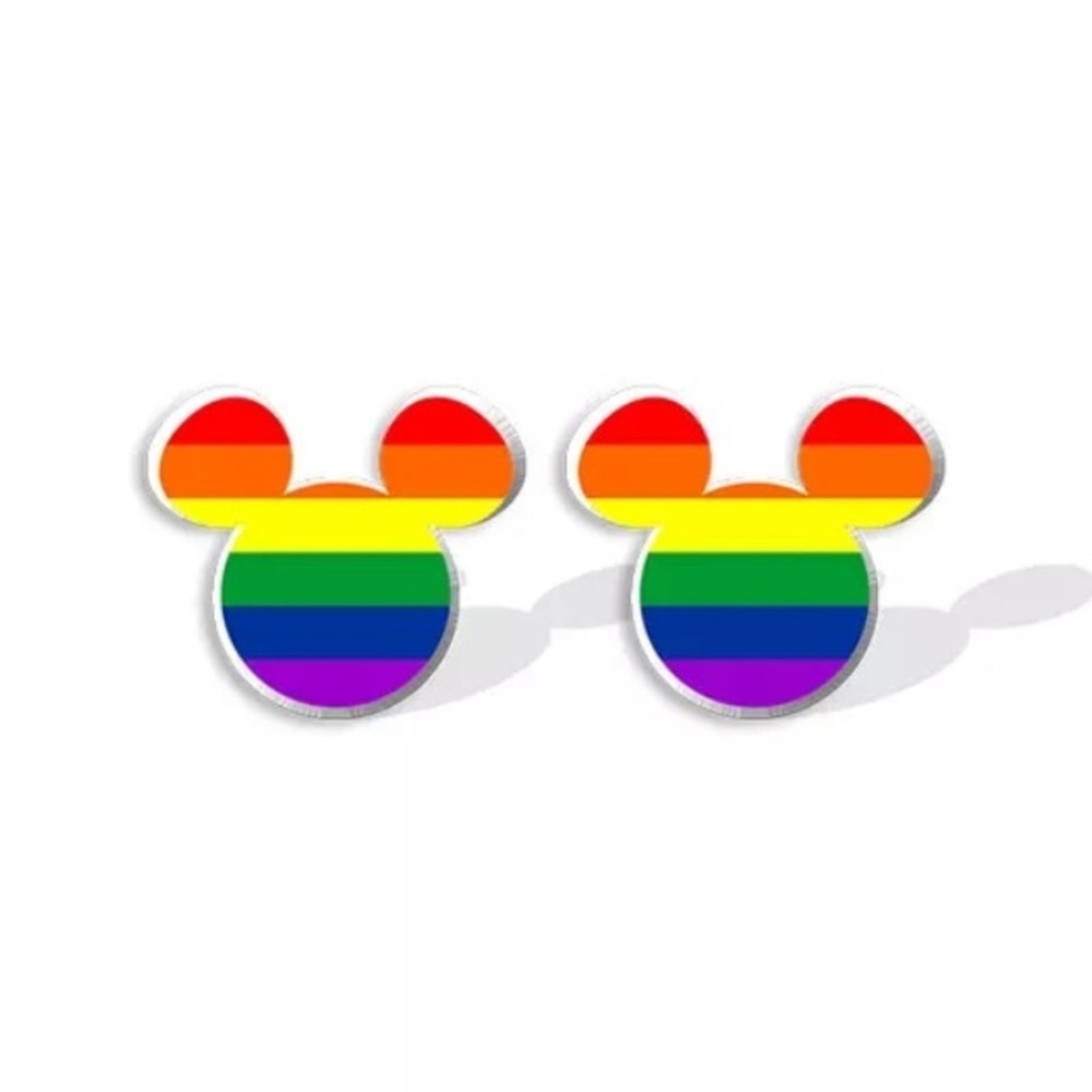 Mouse Inspired Rainbow Pride Stud Earrings - Picture 2 of 4